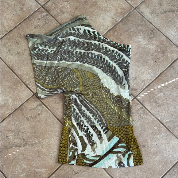 Cashmere Graphic Green and Brown Blouse - Picture 1 of 3